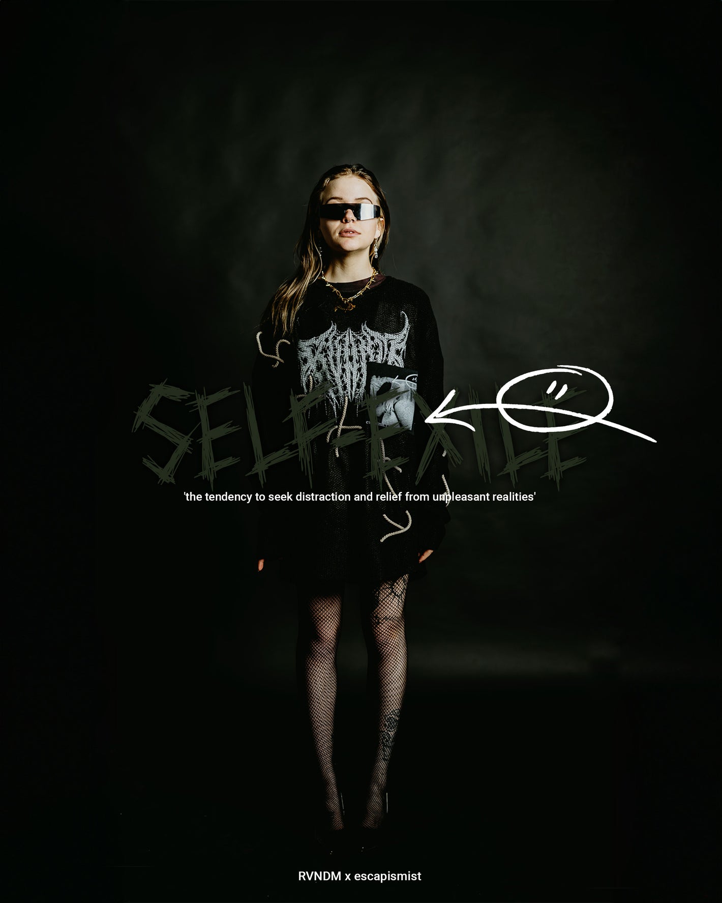 self-exile collection RVNDM x Escapismist grunge look sweater unikat