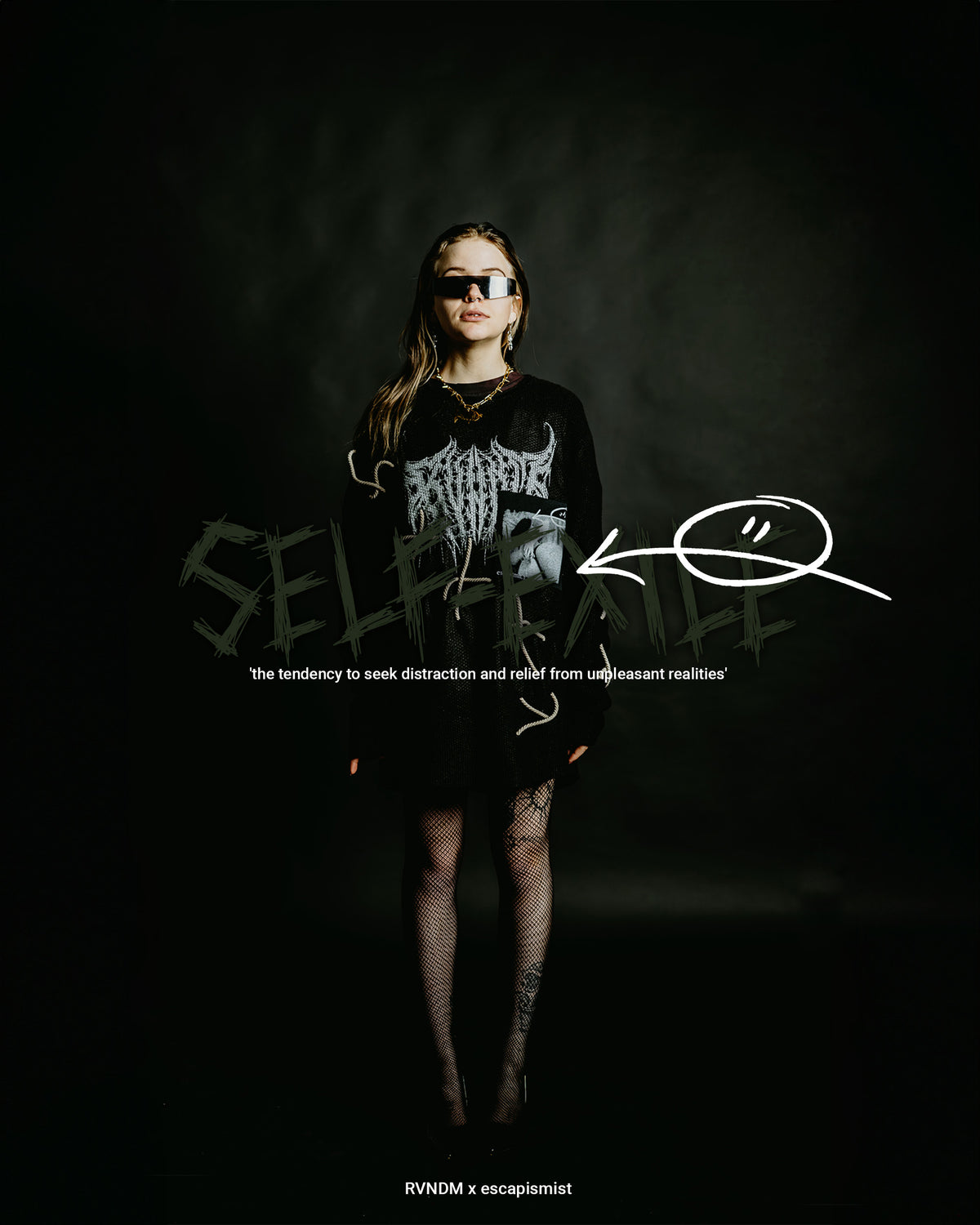 self-exile collection RVNDM x Escapismist grunge look sweater unikat